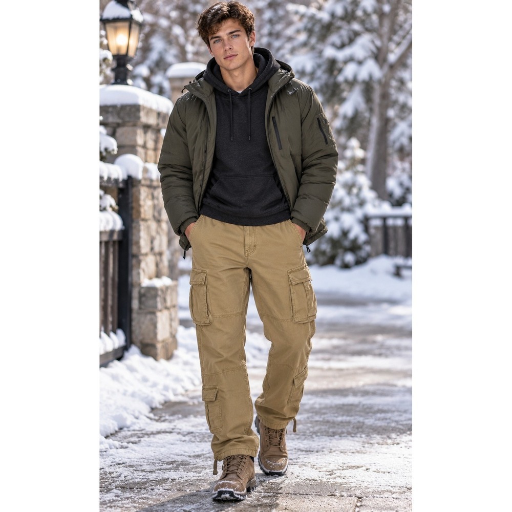 Aeropostale Mens Baggy Cargo Pants Khaki Tan Cotton Utility Trousers XL